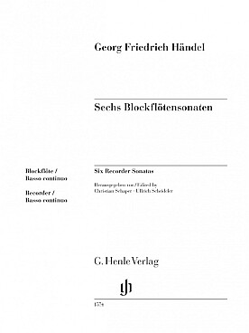 Illustration de 6 Sonates pour flûte à bec alto et b. c. - Partie flûte à bec