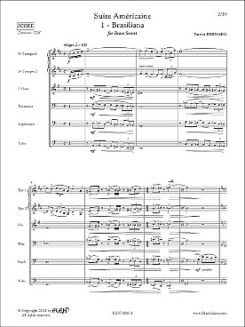 Illustration de Suite Americaine pour sextuor de cuivres (2 trompettes si b, cor, trombone, euphonium, tuba) - N° 1 : Brasiliana