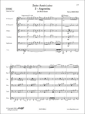 Illustration de Suite Americaine pour sextuor de cuivres (2 trompettes si b, cor, trombone, euphonium, tuba) - N° 2 : Argentina