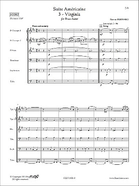 Illustration de Suite Americaine pour sextuor de cuivres (2 trompettes si b, cor, trombone, euphonium, tuba) - N° 3 : Virginia