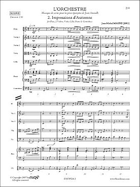 Illustration de L'orchestre : musique de scène pour la pièce éponyme de Jean Anouilh - 2 : Impressions d'automne (flûte, piano et quintette à cordes)