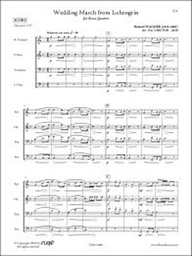 Illustration de Marche nuptiale de Lohengrin pour trompette, cor, trombone et tuba ou 2 trompettes, trombone et tuba