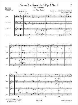 Illustration de Sonate pour Piano No. 1 Opus 2 No. 1 pour hautbois, 2 clarinettes et basson, 3e mouvement