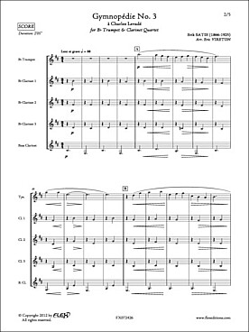 Illustration de Gymnopédie N° 3 pour trompette et quatuor de clarinettes