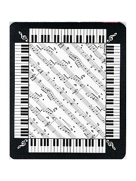 Illustration de TAPIS DE SOURIS PARTITION ET CLAVIER noir et blanc (8 x 21.3 cm)