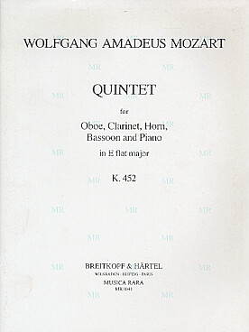 Illustration de Quintette K. 452 en mi b M pour hautbois clarinette, cor, basson et piano