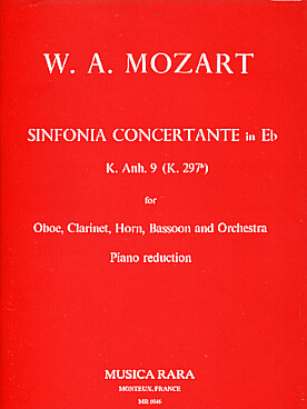 Illustration de Sinfonia concertante K. Anh 9 en mi b M pour hautbois, clarinette, cor, basson et piano