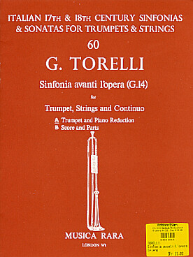 Illustration de Sinfonia avanti l'opera pour trompette, cordes et basse continue, réd. piano