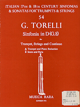 Illustration de Sinfonia G8 en ré M pour trompette, cordes et basse continue, réd. piano