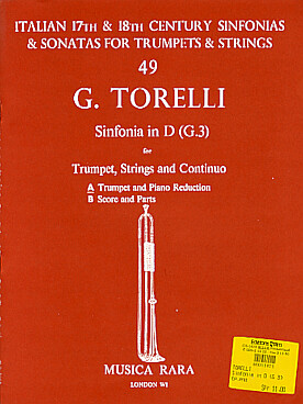 Illustration de Sinfonia G3 en ré M pour trompette,  cordes et basse continue, réd. piano   