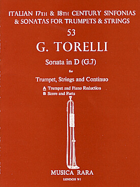 Illustration de Sonata G7 en ré M pour trompette, cordes et basse continue, réd. piano