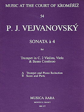 Illustration de Sonata à 4 pour trompette, 2 violons,  alto et basse continue, réd. piano