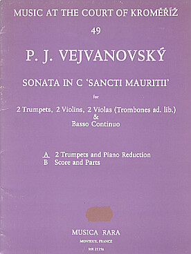 Illustration de Sonata "Sancti mauritii" pour 2 trompettes, 2 violons, 2 altos et basse continue, réd. piano