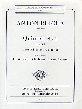 Illustration de Quintette op. 91/2 en la m pour flûte,  hautbois, clarinette, cor et basson   