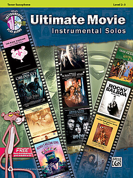 Illustration de ULTIMATE MOVIE INSTRUMENTAL SOLOS avec accès audio : 60 morceaux des films de James Bond, Harry Potter, Star Wars, Seigneur des anneaux, Magicien d'Oz... avec partie de piano PDF à imprimer