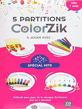 Illustration de COLORZIK SPECIAL HITS 5 partitions colorées pour jouer des hits à partir de 7 ans