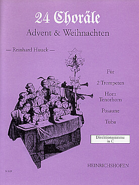 Illustration de 24 CHORÄLE : Advent & Weihnachten pour 2 trompettes, cor, trombone et tuba - Conducteur