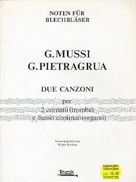 Illustration de Due canzoni per 2 cornetti e basso continuo   