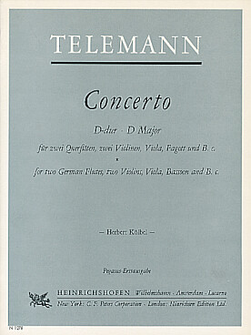Illustration de Concerto en Ré pour deux flûtes à bec, deux violons, alto, basson et basse continue - Conducteur
